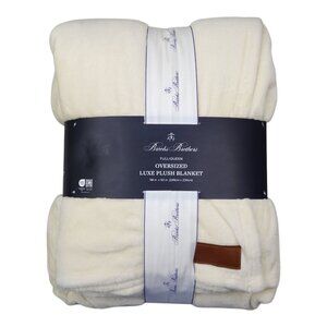 Brooks Brothers Oversized Luxe Plush Blanket Full/Queen 98" x92" Cream Polyester
